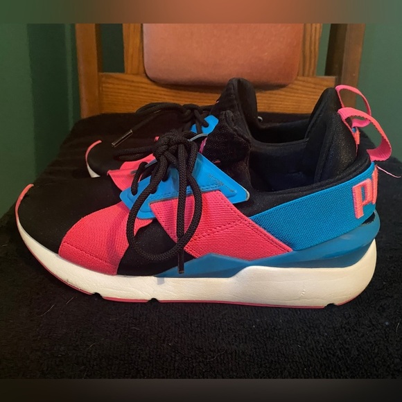Puma Ignite Shoes Size 4C Girls Lace Blue Pink Black Sneaker Running Wal… - Picture 4 of 6